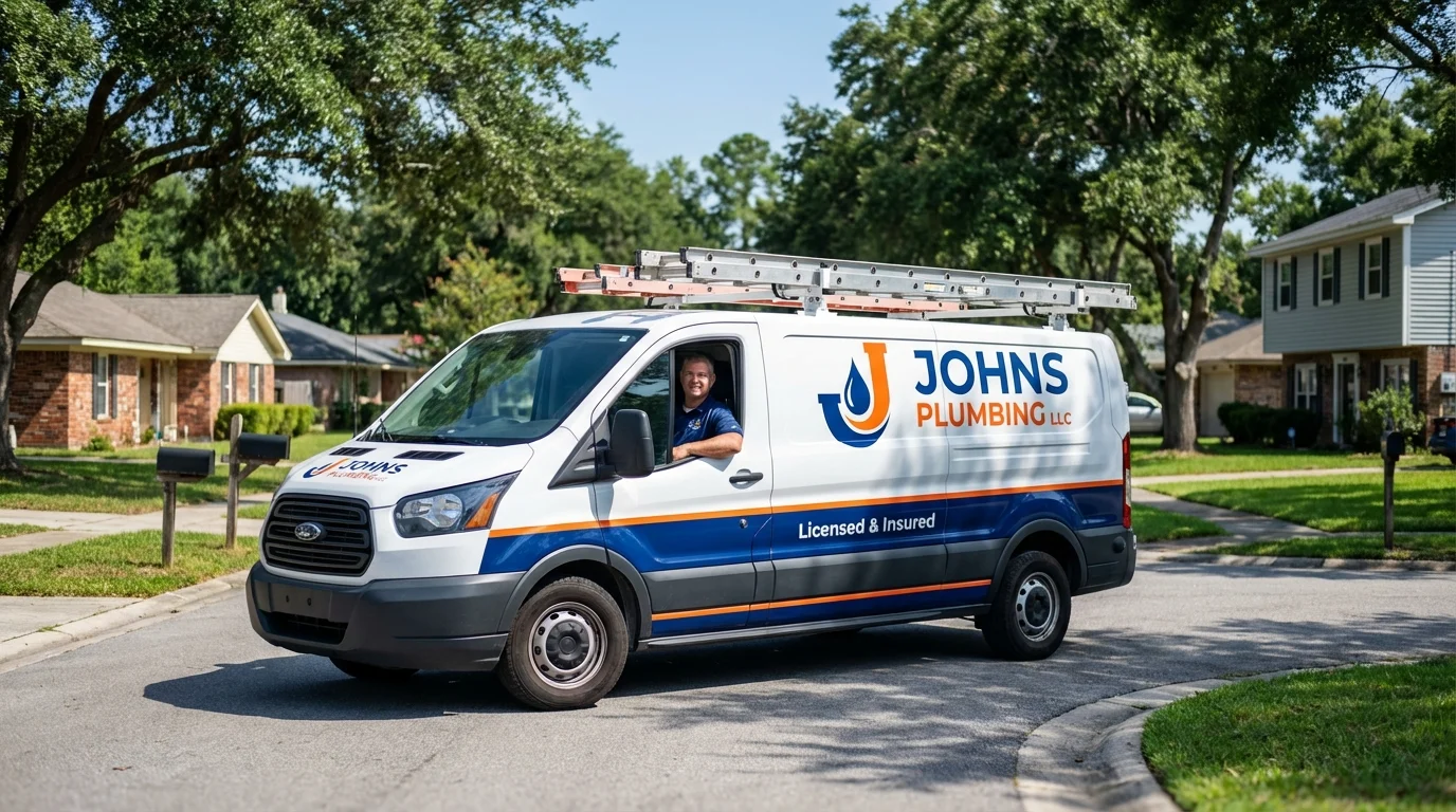 Johns Plumbing LLC service van in Double Springs, AL