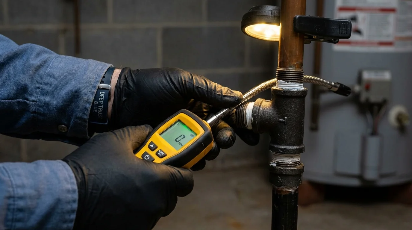 Gas leak detection with electronic sniffer by Johns Plumbing LLC in Double Springs