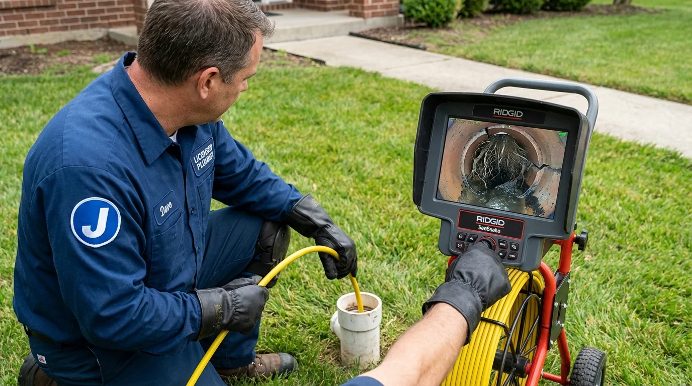 Sewer camera inspection being performed by Johns Plumbing LLC in Double Springs